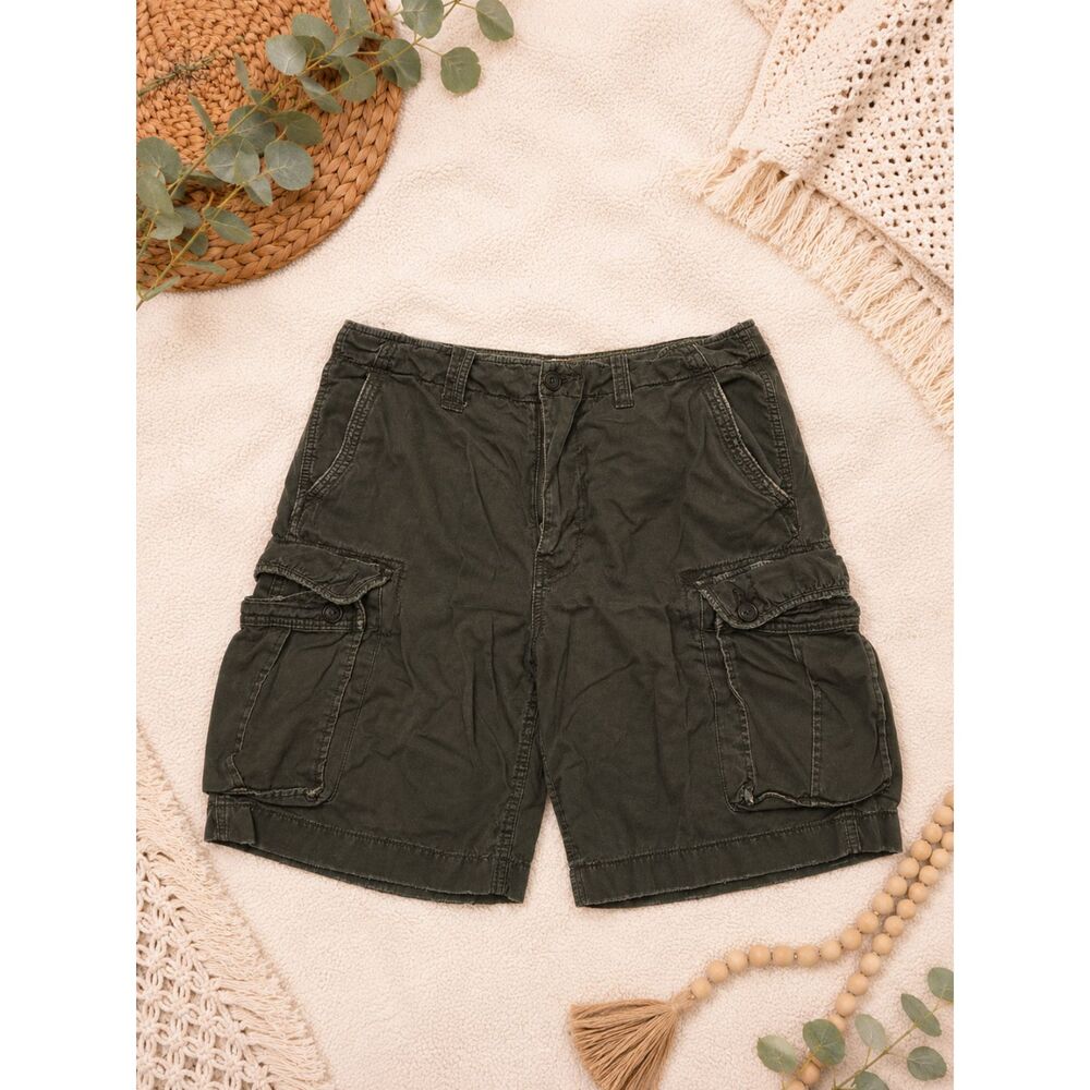 Vintage American Eagle Outfitters Cargo Shorts Mens 34 Olive Green Utility Y2K